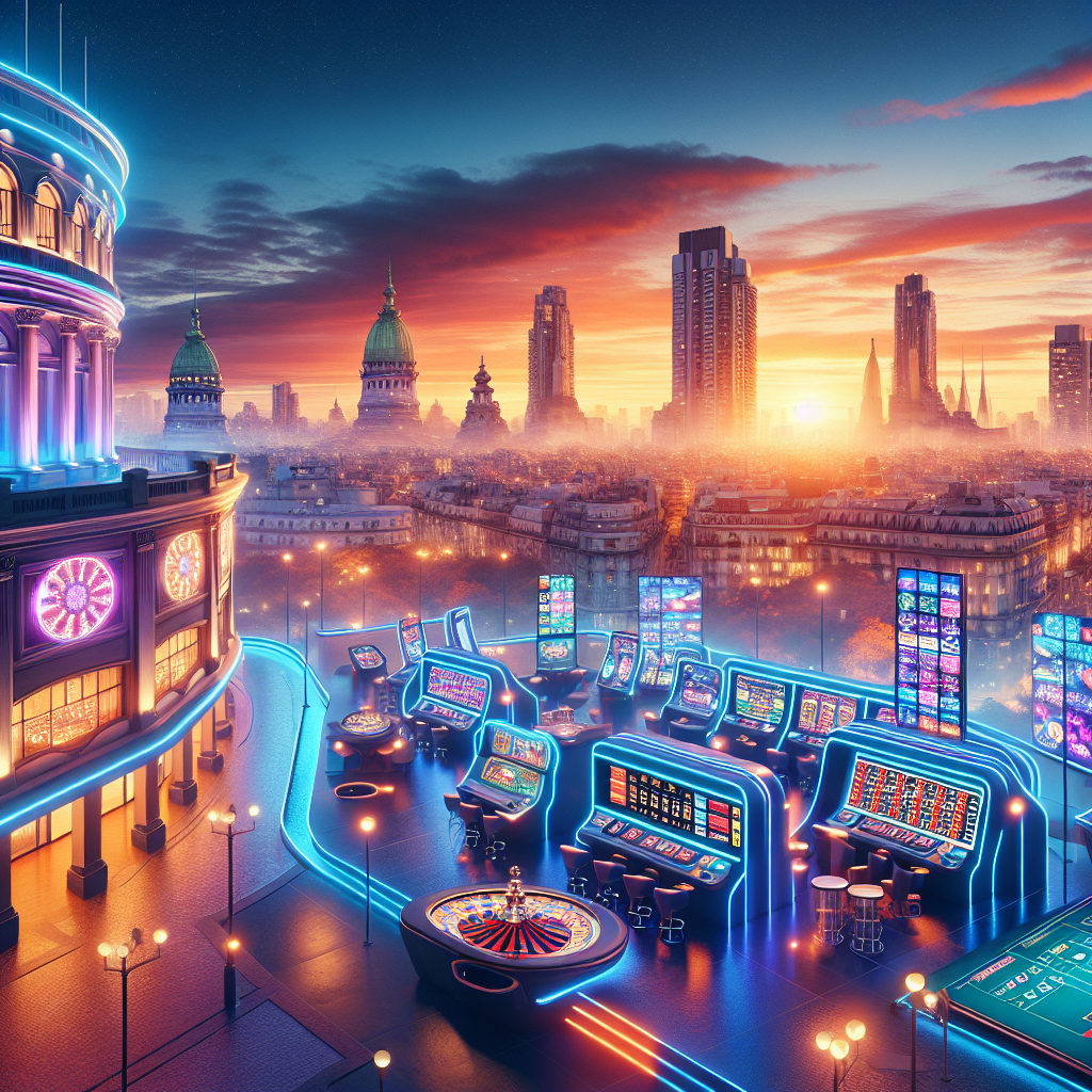 Vista de Buenos Aires con casino online y ambiente nocturno vibrante